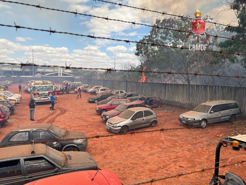 Incêndio em vegetação do Parque Burle Marx chega próximo a pátio do